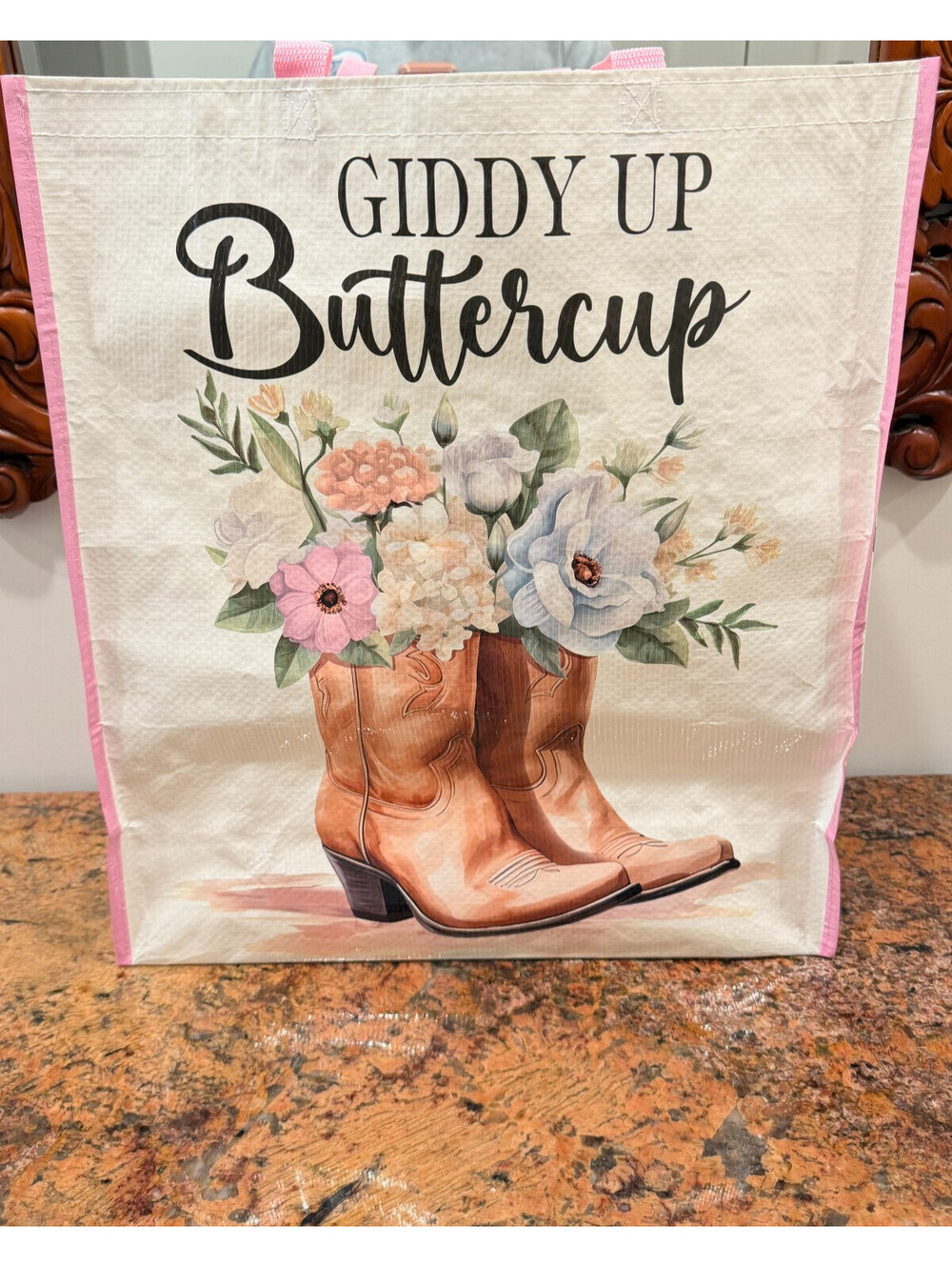 Cracker Barrel Country Store Pink Western-Themed Tote Bag